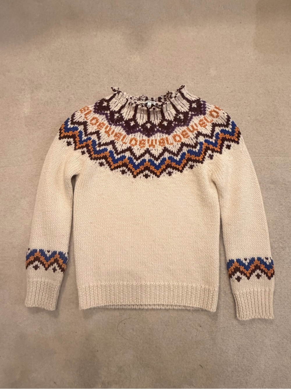 Loewe Cream Fair Isle Sweater Small